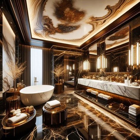 Hotel Bathroom Interior Design, Luxury Washroom Design, Decor With Flowers, Classic Mansion, Luxurious Mansion, Dining Room Design Modern, Large Tub, Classic House Exterior, Bathroom Decor Luxury