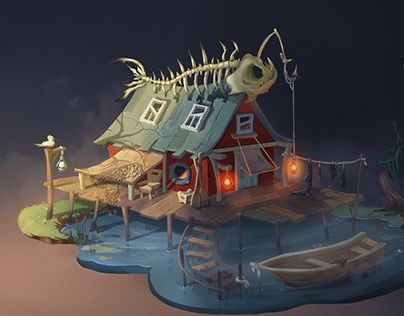 Check out new work on my @Behance profile: "Fisherman's house" http://be.net/gallery/201720983/Fishermans-house Fishing Hut Concept Art, Fisherman House, Fishing House, Fishing Shack, Sea House, Minecraft Projects, Minecraft Builds, Architecture Illustration, Illustration Digital