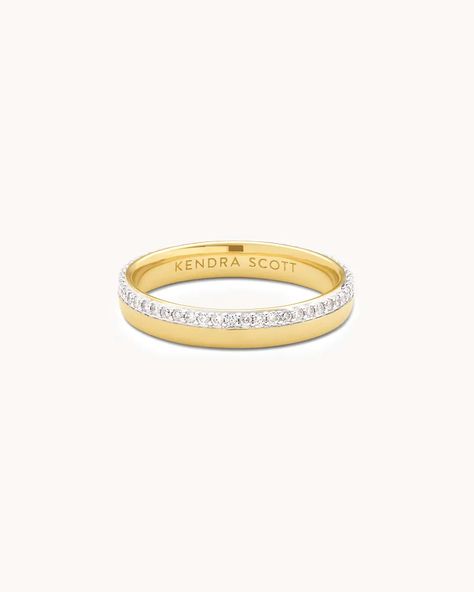 Whitney 14K Yellow Gold Band Ring in White Diamond White Gold With Yellow Gold Rings, Silver And Gold Wedding Bands Women, 2mm Engagement Ring Band, Yellow And White Gold Wedding Band, Round Pave Engagement Ring With Band, Thick White Gold Wedding Band, Chunky Wedding Band, Dreamy Rings, Gold Wedding Band With Diamonds