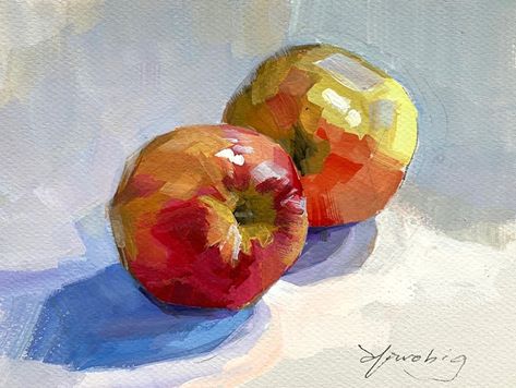 Elo Wobig Artworks Gallery Katie Wright, Food Paintings, Sweet Apples, Still Life Fruit, Painting Small, Food Painting, Fruit Art, Watercolor Portraits, Gouache Painting