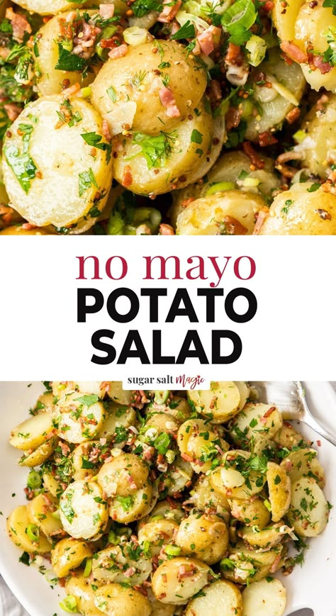 Potato Salad No Egg No Mayo, Lighter Potato Salad, Cold Meat Recipes, Egg Free Party Food, Non Dairy Potato Salad, Spooky Potato Salad, Gluten Free Dairy Free Potato Salad, Summer Cold Side Dishes, Cold Potato Dishes