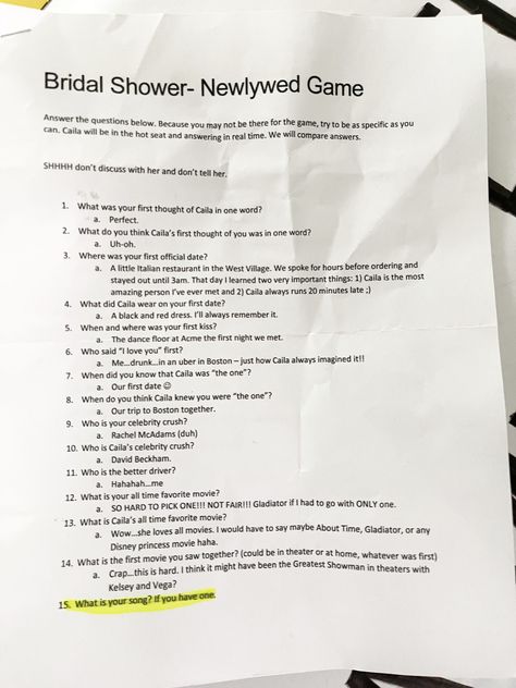 Bridal Shower Newlywed Game - with love caila Bridal Party Questions, Bridal Shower Newlywed Game Questions, Bachelorette Newlywed Game, Not So Newlywed Game Questions, Bridal Shower Newlywed Game, Shower Playlist, The Newlywed Game, Newlywed Game Questions, Bridal Shower Question Game