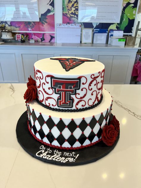 Texas Tech Graduation Cakes, Texas Tech Cake, Dark Cowboy, College Graduation Cakes, Creme Cake, Grad Cake, City Cake, College Party, College Parties