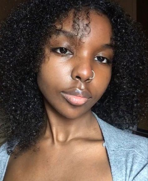 Hoop Nose Ring On Black Women, Hoop Nose Ring, Nose Rings Hoop, Short Curly Hair, Women Hairstyles, Hoop Ring, Black Women Hairstyles, Nostril Hoop Ring, Short Curly