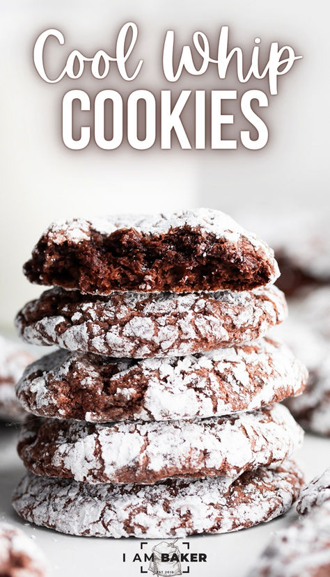 five cookies are in a stack Cake Cookies With Cool Whip, Vegetarian Chocolate Cake, Easy Impressive Dessert, Cool Whip Cookies, Different Kinds Of Cakes, Impressive Recipes, Elegant Desserts, Desserts For A Crowd, Cookie Calories