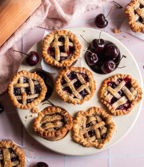 Mini Gluten Free Cherry Pies (Paleo, Vegan Friendly) Gluten Free Cherry Pie, Paleo Crust, Mini Cherry Pies, Cherry Pies, Gluten Free Pie Crust, Pie Crust Dough, Cherry Filling, How To Make Pie, Gluten Free Pie