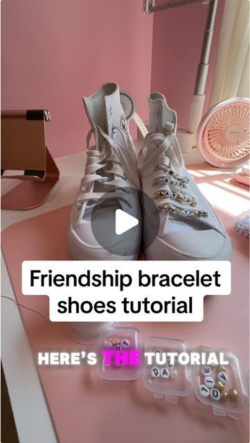 @fishbiscuitdesigns on Instagram: "Friendship bracelet shoes tutorial.  🫶 #erastour #friendshipbracelets #edinburgh #liverpool #london #cardiff #dublin #swifties #ttpd #ttpdoutfit #erastouroutfit #butdaddyilovehim #downbad #tutorial #howto #diy #swiftok #yoyok #taylorswift Taylor Swift Taylor Nation" Friendship Pins On Shoes, Taylor Swift Converse Diy, Eras Tour Shoes Ideas, Eras Tour Sneakers, Taylor Swift Sneakers Diy, Taylor Swift Shoes Diy, Yoyok Taylorswift, Eras Tour Shoes, Taylor Swift Diy Crafts