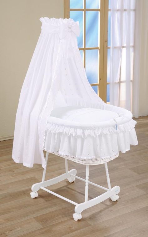 Wicker Drape Crib in 'Damaris' Wicker Crib, White Bassinet, Bassinet Cover, Wicker Bassinet, Bassinet Sheets, Baby Bjorn, Moses Basket, Kids Zone, Childrens Beds