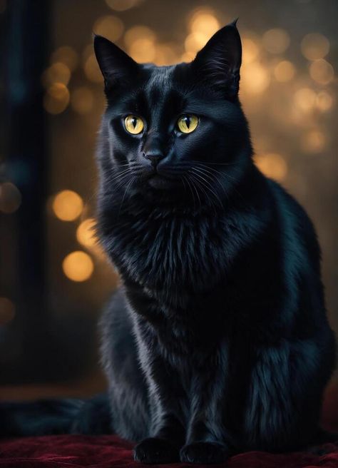 AI generated Portrait of a black cat with yellow eyes on a dark background. ai generative Black Cat Photography, Black Cat With Yellow Eyes, A Black Cat, Tree Saw, Cat Photography, Cityscape Photos, Yellow Eyes, Logo Banners, Nature Backgrounds