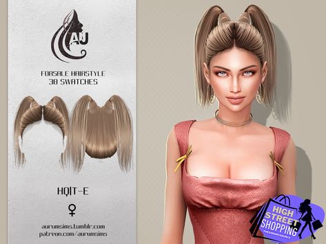 ForSale - mid length ponytails in 30 swatches for female teen-elder sims by Aurum for The Sims 4 Sims 4 Mid Length Hair, Characters Hairstyles, Double Ponytail, High Street Shops, Mid Length Hair, The Sims 4, The Sims, Mid Length, Sims 4