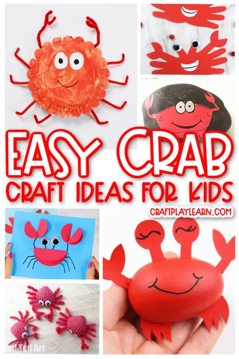 No matter what reason you are using crab crafts, I have the best crab craft ideas. These are all easy to make and use very few craft supplies. Using a supplies from around the house, the kids will these simple to make crabs. #easy #crab #ocean #crafts Diy Crab Decorations, Crab Crafts For Kids, Hermit Crab Crafts, Treasure Chest Craft, Summer Daycare, Crab Craft, Colour Monster, Beach Crafts For Kids, Crab Crafts