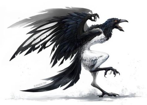 Crow Monster Concept Art, Bird Monster, Humanoid Creatures, Fantasy Beasts, Creature Drawings, Monster Concept Art, Desenho Tattoo, Fantasy Creatures Art, Pinturas Disney