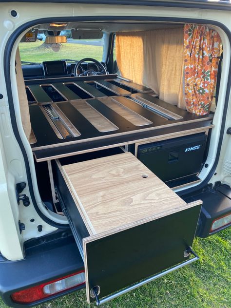 suzuki jimny camper conversion Suzuki Jimny Interior Mods, Jimny Camping Setup, Suzuki Jimny Interior Ideas, Suzuki Jimny Camping Setup, Suzuki Jimny Camper, Suzuki Samurai Ideas Interior, Suzuki Jimny Camping, Mahindra Scorpio New Model, Jimny Camping