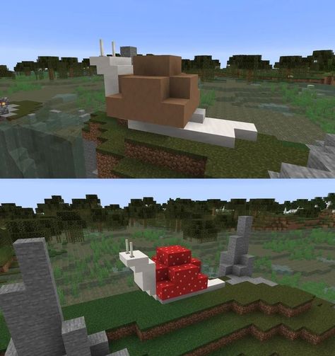 Minecraft Snail Statue, Minecraft Chain Ideas, Bunny Farm Minecraft, Minecraft Insect Build, Helpful Minecraft Builds, Pigsty Minecraft, Adorable Minecraft Builds, Minecraft Bug Build, Minecraft Snail Build