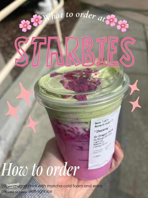 Matcha Cold Foam, Ice Matcha, Dragon Drink, Starbucks Drink Menu, Starbucks Secret Menu Recipes, Starbucks Tea, Cold Starbucks Drinks, Starbucks Orders, Starbucks Drinks Diy