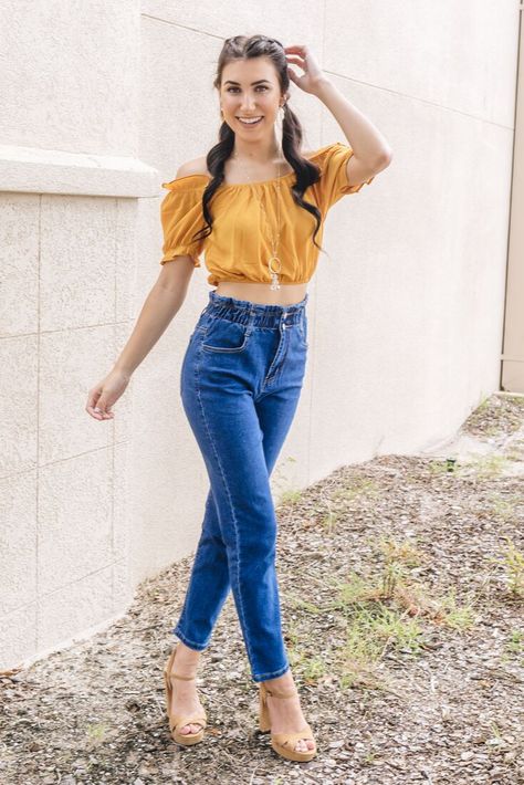 Mustard Yellow Top Outfit, Yellow Top Outfit, Mustard Yellow Outfit, Ootd Sweater, Copper Closet, Yellow Outfits, Mustard Yellow Top, Fall Ootd, Tallahassee Florida