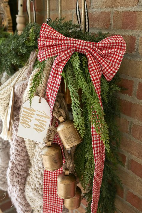 decking the halls with this very merry red gingham bow from heather taylor home! #redbow #redgingham #christmas #heathertaylor Red Gingham Christmas Tree, Red Gingham Christmas Decor, Red Gingham Christmas, Twisty Candles, Gingham Christmas, Heather Taylor, Gift Wrapping Inspiration, Christmas Interiors, Mini Wreaths