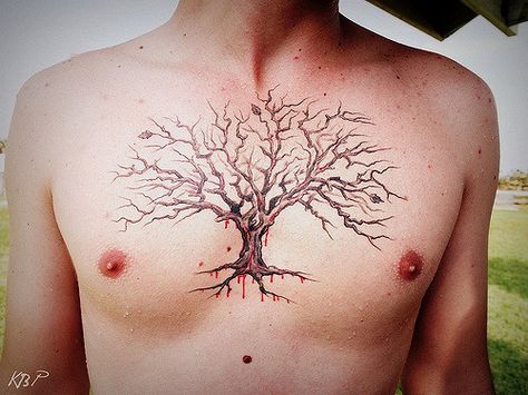 Stacy | Flickr - Photo Sharing! Tree Chest Tattoo, Chest Tattoo Japanese, Tree Tattoo Chest, Rose Chest Tattoo, Family Tattoos For Men, Tree Tattoo Men, Chest Ideas, Small Chest Tattoos, Tattoo Chest