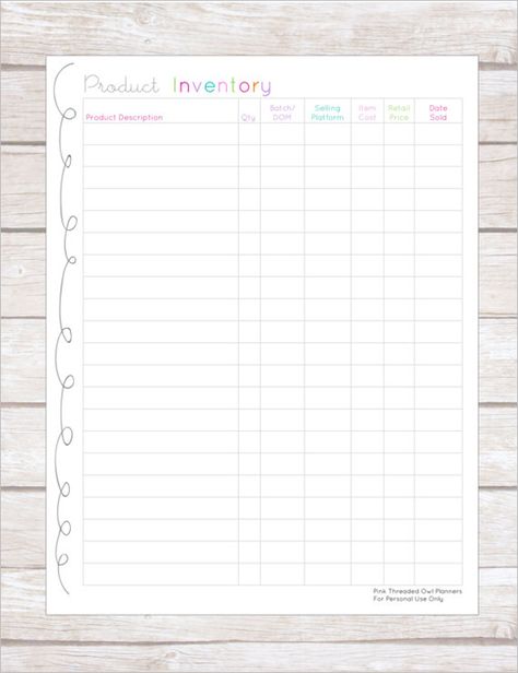 Pricing Worksheet Free Printable, Inventory Tracker Free Printable, Product Inventory Printable Free, Inventory Printable Free, Inventory List Template, Craft Supplies Inventory, Inventory Management Templates, Inventory Printable, Business Wishes