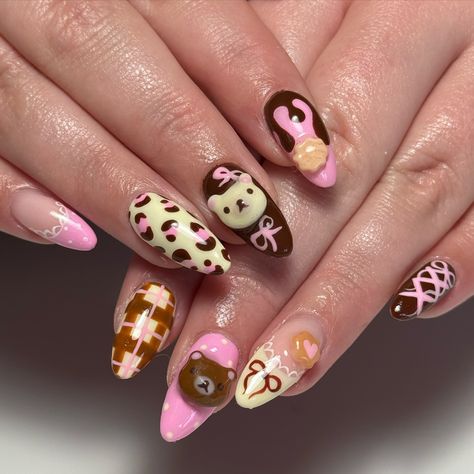 a perfect lil neapolitan teddy bear tea party 🧸🎀 #brighton #brightonnailart #pressons #3dnails #kawaiinails #neopolitan Neopolitan Nails, Tea Party Nails, Teddy Bear Tea Party, Bear Tea Party, Party Nails, Kawaii Nails, 3d Nails, Toe Nails, Nail Ideas