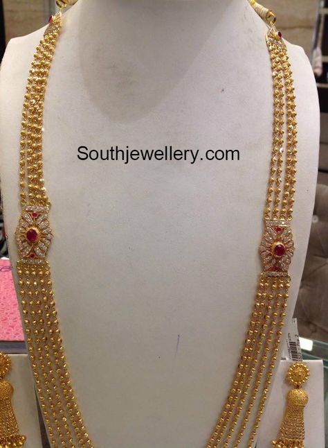 85 Grams Chandraharam with Side Pendants Chandraharam Designs, Simple Diamond Jewelry, Fashion Jewelry Necklaces Gold, Gold Temple Jewellery, Gold Pearl Jewelry, Gold Bridal Necklace, Fancy Jewelry Necklace, Diamond Wedding Jewelry, Aesthetic Letters