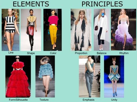 Elements And Principles of Fashion Design Fashion Design Elements Fundamentals Principles Line Shape Color Form Texture Balance Harmony = Unity Rhythm Proportion Emphasis Elements Of Design Shape, Harmony Design, Fashion Design Classes, Dress Illustration, Elements And Principles, Fashion Merchandising, 5 Elements, Principles Of Design, Dress Sketches