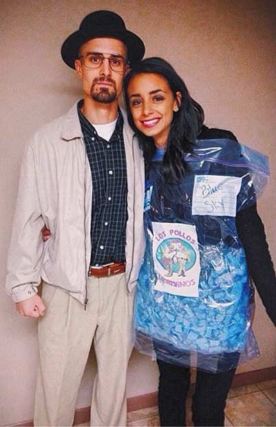 Walter White (Heisenberg) + Blue Sky - Perfect Costume for Breaking Bad Fans Scream Couple, Breaking Bad Halloween Costume, Walter White Costume, Breaking Bad Halloween, Breaking Bad Costume, Original Halloween Costumes, Meme Costume, Halloween Costumes Diy Couples, Costumes For Couples