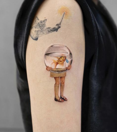 Fishbowl Tattoo, Fish Bowl, Body Art, Sketch, Fish, Tattoos, Art