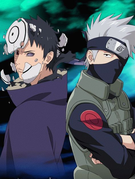 Hatake Kakashi and Uchiha Obito #kakashi #obito Itachi And Sakura, Kid Kakashi, Kakashi And Obito, Kurama Naruto, Naruto Sharingan, Naruto Shippudden, Obito Uchiha, Naruto Vs Sasuke, Kakashi Sensei