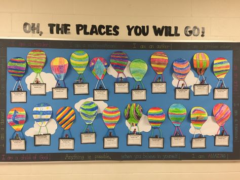 Oh the Places You Will Go! All Around The World Theme Preschool Bulletin Boards, Oh The Places You Will Go Classroom Theme, Kindergarten Round Up Themes, Oh The Places You Will Go Craft, Oh The Places You Will Go Graduation, Oh The Places You Will Go, College Bulletin Boards, Dr Seuss Classroom, College Information