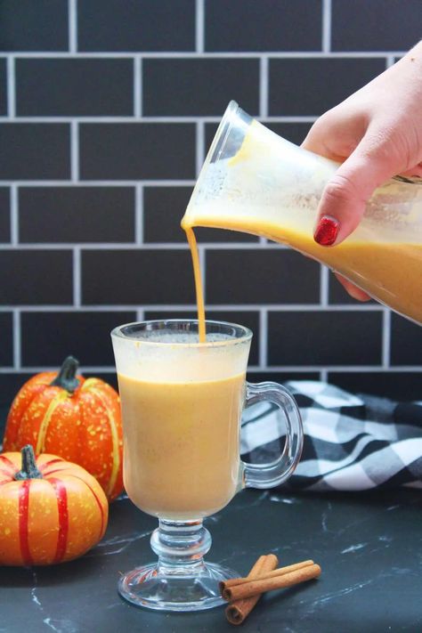 Pumpkin Spice Coquito (+VIDEO) - The Six Figure Dish Pumpkin Coquito Recipe, Pumpkin Coquito, Nutella Coquito Recipe, Eggnog Treats, Traditional Coquito Recipe, Puerto Rican Coquito Recipe, How To Make Coquito, Coquito Drink, Puerto Rican Coquito