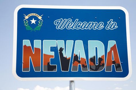 Welcome to Nevada Sign. A blue welcome to the state of Nevada sign in the USA #Sponsored , #Sponsored, #ad, #Sign, #USA, #sign, #Nevada Welcome To Nevada Sign, Welcome Images, State Signs, Landscaping Images, Nevada Usa, Mini Printer, Business Card Branding, Branding Business, U.s. States