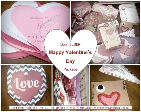 Two by Two: Dear ELDER Valentine's Day PACKAGE Missionary Valentine Package Ideas, Lds Missionary Valentine Care Packages, Missionary Valentines Package, Elderly Care Package, Deployment Valentines Day Care Packages, Lds Missionary Packages, Valentines Day Package, Care Packages For Military, Missionary Care Packages