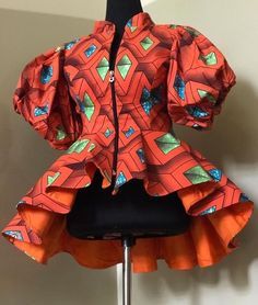 African Print Peplum Top, Ankara Blouse, African Blouses, African Print Tops, African Dresses For Kids, African Dresses Modern, African Wear Dresses, Afrikaanse Mode, African Lace Dresses