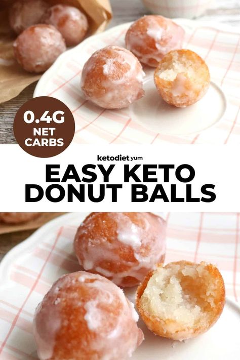 Easy Keto Glazed Donut Balls Donut Ball Recipe, Keto Donut Holes, Donut Balls, Low Carb Donut, Dolce Poche Calorie, Donut Hole Recipe, Desayuno Keto, Keto Donuts, Breakfast Low Carb