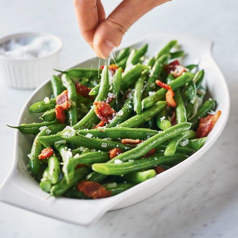 Green Bean With Bacon, Green Beans Southern, Fried Green Beans Recipe, Sichuan Beef, Onion Mashed Potatoes, Ranch Green Beans, Dry Fried Green Beans, Canada Recipes, Beans Image