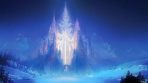 "Christmas Castle" by silentfield  - Ice Castles, Fantasy City, Fantasy Castle, Fantasy Setting, Fantasy Places, A Castle, Fantasy Art Landscapes, Snow And Ice, Fantasy Concept Art