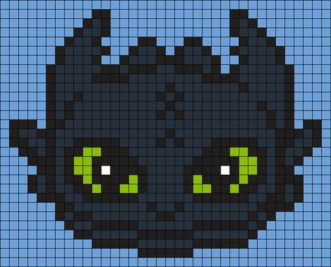 Toothless  From How To Train Your Dragon (Square) Perler Bead Pattern / Bead Sprite Pixel Art How To Train Your Dragon, Httyd Pixel Art, Toothless Pixel Art, Dragon Pixel Art, Pixel Art Dragon, Grille Pixel Art, Trin For Trin Tegning, Pixel Art Minecraft, Image Pixel Art