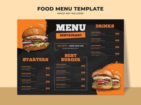 Burger Menu Design Layout, Sandwich Menu Design, Burger Menu Design, Catering Menu Design, Italian Food Menu, Steak Menu, Menu Burger, Hamburger Menu, Sandwich Menu