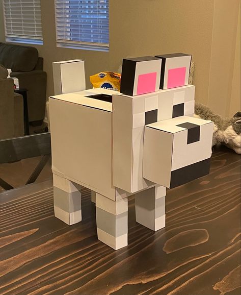 Minecraft Wolf Valentines Boxes, Tissue Box Book Character Contest, Easy Valentines Boxes For Boys, Minecraft Valentines Box Ideas, Interactive Valentines Boxes, Tissue Box Book Character Project, Valentines Box Ideas Boys, Unique Valentine Box Ideas For Boys, Wolf Valentines Box Ideas