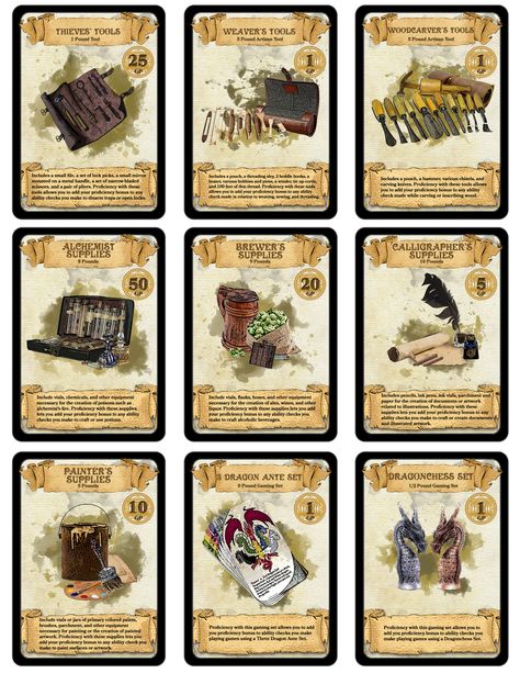 DM Paul Weber — OVER 300 DOWNLOADABLE & PRINTABLE D&D CARDS! I... Dnd Essentials, Dnd Basics, Dungeons And Dragons Pdf, Dnd Loot, Magick Art, Game Card Design, D D Items, Dnd Ideas, Board Game Design