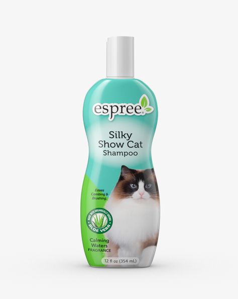 Our best cat shampoo produces a show cat look | Espree Cat Shampoo, Paper Duck, Long Haired Cats, Wet Cat, Pet Shampoo, Long Coats, Cat Items, Safflower Oil, Aloe Vera Juice