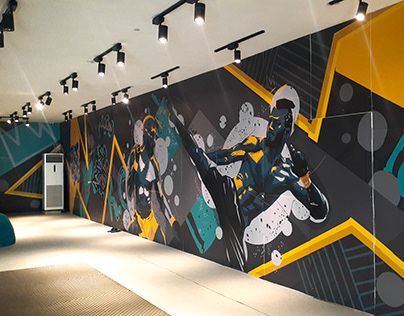 Gym Decor Ideas, Gym Decorating Ideas, Gym At Home Ideas, Gym Mural, Mini Gym At Home, Mini Gym At Home Ideas, Gym Design Interior, Gym Wall Decor, Office Mural