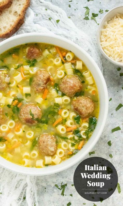 Meatball And Pasta Soup, Easy Italian Meatball Soup, Meatballs Soup, Easy Italian Meatballs, Meatballs Pasta, Italian Meatball Soup, Italian Wedding Soup Recipe, Chocolate Soup, Meatball Soup Recipes