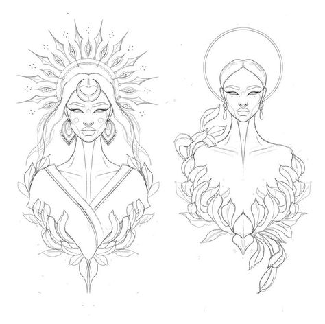 Hecate Goddess Tattoo Design, African Drawings, Leave Her Wild, Krishna Tattoo, Rough Sketches, Tattoo Apprenticeship, Chrysanthemum Tattoo, African Goddess, Laura May