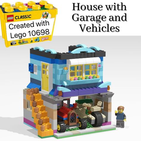 This model belongs to a series of building ideas with DIY instructions for LEGO® classic set 10698. This MOC can be build with parts from LEGO® classic set 10698 „Large creative brick box“ exclusively. If you try to build a house, a car, a plane, a ship or other nice models out of classic sets, you are welcome to have a look at my YouTube channel „Moe Brickman“ If you like it please leave a comment or a like or share the link. Thank you! Enjoy building! Townhouse Garage, House With Garage, Free Lego, Lego Boards, Build A House, Lego Activities, Classic Building, Lego Modular, Classic Lego