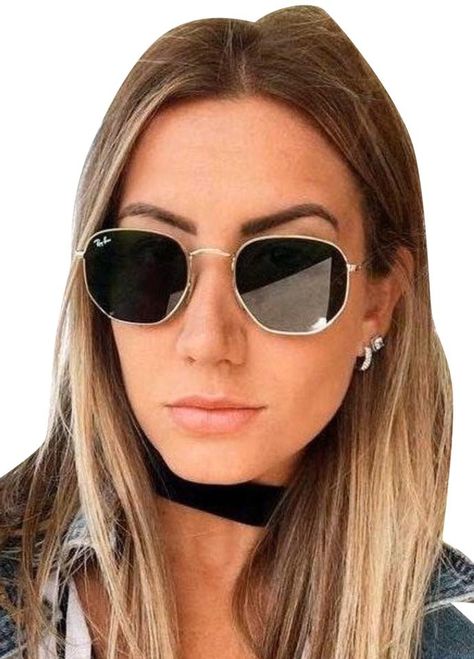 Ray Ban Hexagonal, Blue Ray Bans, Ray Ban Round Metal, Round Ray Bans, Personalized Leather Bracelet, Pretty Jewelry, Gradient Sunglasses, Metal Sunglasses, Ray Ban Sunglasses