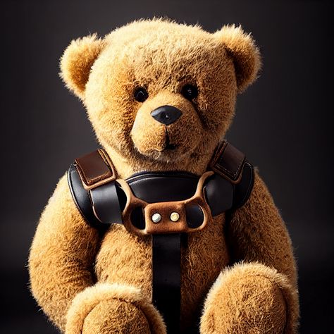 Leather Bear 3/1000 - Leather Bears | OpenSea Bear Leather, Leather Harness, Teddy Bears, Bears, Teddy Bear, The World, Leather, Design