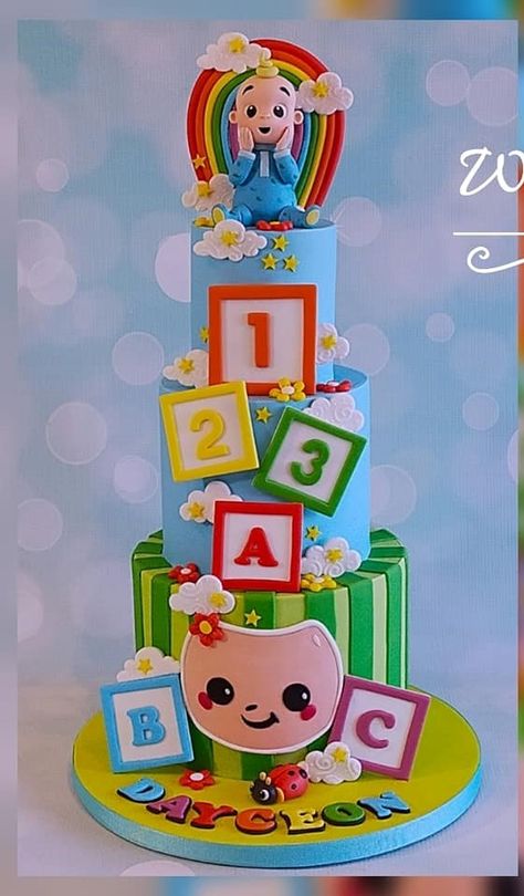 Coco Melon Birthday Cake Ideas, Cocomelon 2 Tier Cake Design, Coco Melon Cake Ideas, Cocomelon Cake Design, Cocomelon Cake Ideas, Cocomelon Party Ideas For Boy, Coco Melon Cake, Cocomelon Theme Cake, Cocomelon Birthday Cake