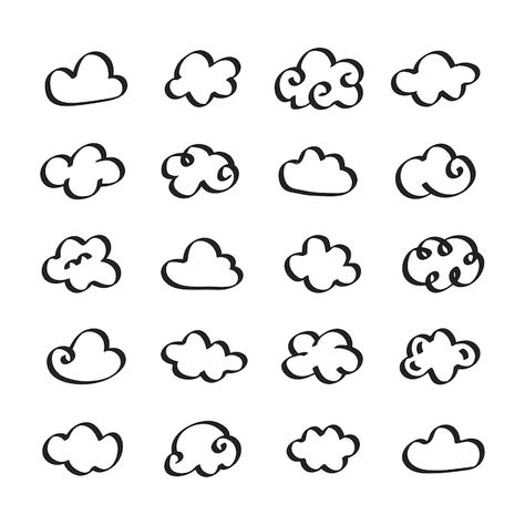 Collection of cloud icons illustration | Free Vector #Freepik #freevector #black-white-illustration #cloud-doodle #doodle-shapes #drawn Cloud Illustration, Cloud Icon, Cloud Tattoo, Cartoon Clouds, Cloud Vector, Black And White Cartoon, Doodle Icon, Heart Illustration, Cloud Drawing